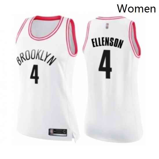 Womens Brooklyn Nets 4 Henry Ellenson Swingman White Pink Fashion Basketball Jerse
